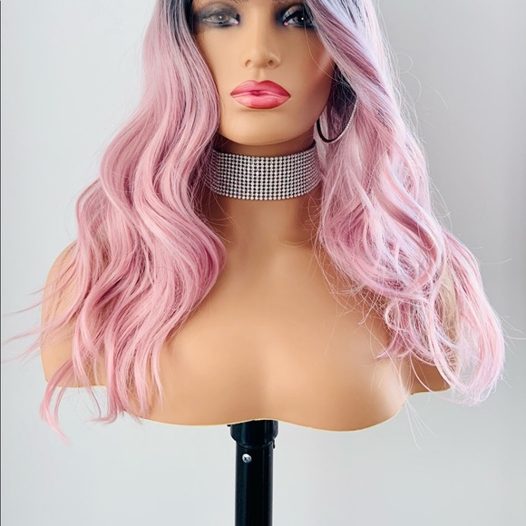 A Pretty 22” Ombre Pink Lace Front Premium Fiber Wig - Picture 2 of 11